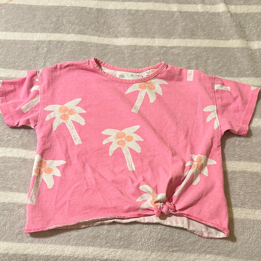 Zara Pink Palm Print Kids Tee